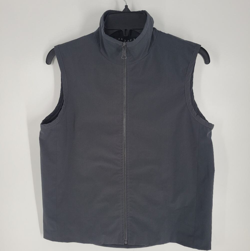 Theory Grey Windbreaker Full Zip Sleevless Vest M
